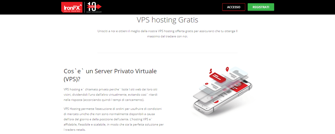 Hosting VPS gratuito di IronFX